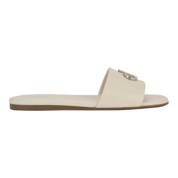 Calvin Klein Women's Yancie Logo Flat Slide Sandals Ivory Size 5 - Picture 2 of 4